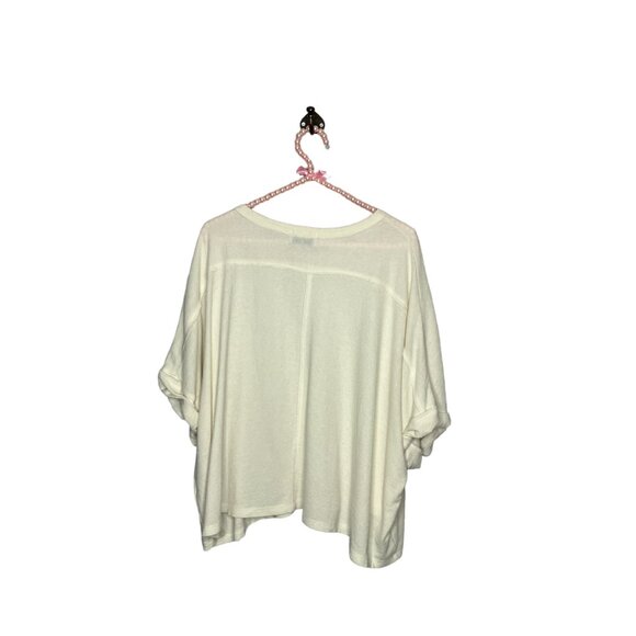 Aura The Label Size Medium M White Knit Slouchy Oversized Fit Pullover Crop Top - Picture 2 of 4